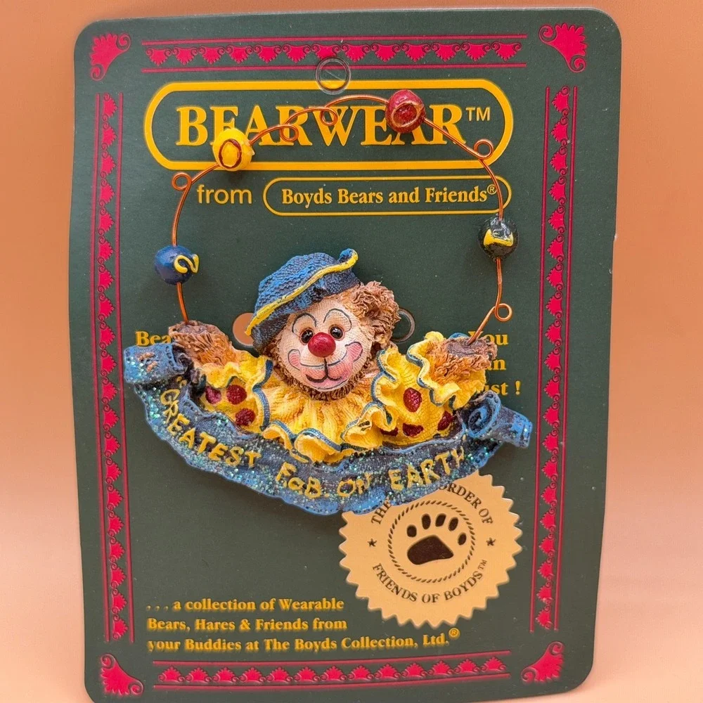 Boyds Bears Bearwear Greatest FOB On Earth Clown Brooch Pin 02001-11 Vintage